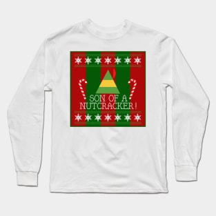 Son Of A Nutcracker Elf Quote Christmas Knit Long Sleeve T-Shirt